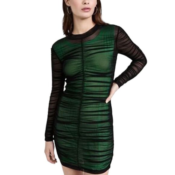 Alexander Wang Double Layer Stretch Mesh Mini Dress Women’s Size Large - Picture 4 of 13